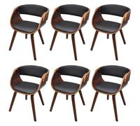 Sillas Comedor Juego de 6 Marrón Polipiel | Marco madera maciza, tapicería suave, diseño atemporal, sala de comedor, asiento cómodo, piel sintética marrón