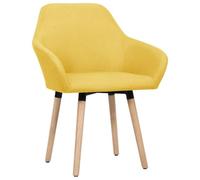 Sillas de comedor 2 uds. amarillas de tela | Asiento acolchado de espuma, reposabrazos, respaldo, patas metal negro y madera maciza, 62 x 54 x 83,5 cm, carga 110 kg, sala