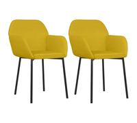 Sillas de comedor 2 uds. amarillas de terciopelo, 54 x 59 x 76 cm | Terciopelo 100% poliéster, estructura de metal y madera contrachapada, reposabrazos ergonómicos, espuma