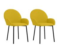 Sillas de comedor 2 uds. amarillas de terciopelo, metal y madera | Terciopelo 100% poliéster, espuma, reposabrazos acolchados, carga máxima 110 kg, requiere montaje