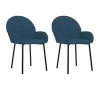 Sillas de Comedor 2 Unidades Terciopelo Azul | Terciopelo azul suave, estructura de metal y madera contrachapada, reposabrazos y respaldo acolchados, máximo 110 kg por