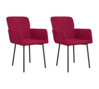 Sillas de Comedor 2 Unidades Terciopelo Rojo Tinto | Reposabrazos acolchados,respaldo ergonómico,estructura de metal y madera contrachapada,máximo 110 kg por asiento