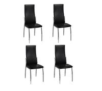 vidaXL – Juego de 4 sillas de comedor, tapizadas en cuero sintético negro