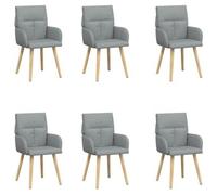 vidaXL: Juego de 6 sillas de comedor, tapizadas en tela color gris claro, dimensiones 60 x 56 x 96 cm