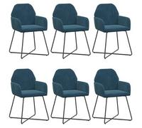 vidaXL: Juego de 6 sillas de comedor, tapizadas en terciopelo azul, 55 x 50 x 84 cm