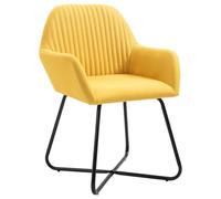 Sillas de comedor 6 unidades amarillas de tela con reposabrazos y patas de | Tejido 100% poliéster, patas de acero con recubrimiento en polvo, capacidad de carga de 110 kg, reposabrazos y respaldo