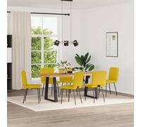 Sillas de comedor 6 unidades amarillas de terciopelo, 45 x 54 x 83 cm | Terciopelo 100% poliéster, estructura de metal y madera, asiento 45 x 41,5 cm, carga 110 kg, montaje requerido