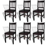 vidaXL 6X Sillas de Salón Comedor Silla de Cocina Conjunto de Asientos de Hogar Comer Sala de Estar Mobiliario de Casade Madera de Pino Marrón Oscuro