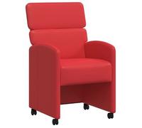 vidaXL Sillas de Comedor con Ruedas 2 uds. Cuero sintético Rojo