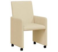 vidaXL: 2 sillas de comedor con ruedas, tapizadas en tela color crema, 57 x 66 x 94 cm