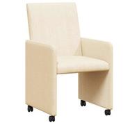 vidaXL: 2 sillas de comedor con ruedas, tapizadas en tela color crema