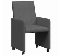 Sillas De Comedor Con Ruedas 2 Uds. Tela De Pana Gris Oscuro Vidaxl