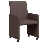 vidaXL: 2 sillas de comedor con ruedas, tapizadas en tela color marrón oscuro