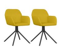 Sillas de comedor giratorias, 2 unidades, amarillas de terciopelo | Rotación de 360 grados, reposabrazos acolchados, marco de metal y madera contrachapada, espuma, requiere montaje