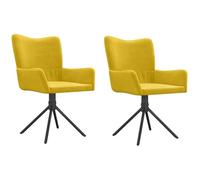 Sillas de comedor giratorias, 2 unidades, amarillas de terciopelo | Rotación de 360 grados, terciopelo 100% poliéster, estructura de metal y madera contrachapada, relleno de espuma
