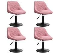 vidaXL Sillas de comedor – Juego de 4 sillas giratorias tapizadas en terciopelo rosa