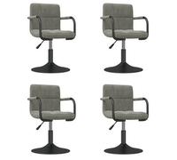 vidaXL: Juego de 4 sillas de comedor, giratorias, color gris claro, tapizadas en terciopelo