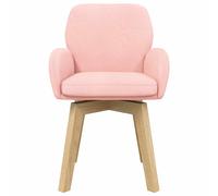 Sillas de comedor giratorias modernas de bouclé rosa con estructura de madera y metal, base rotatoria 360°, reposabrazos tapizados y respaldo inclinado para salón o comedor