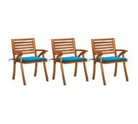 Sillas De Comedor Jardín Con Cojines 3 Uds Madera Maciza Acacia Vidaxl