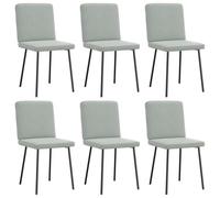 Sillas de comedor - Juego de 6 unidades, color gris claro | Marco de metal y madera, relleno de espuma gruesa, respaldo cómodo, uso salón y dormitorio