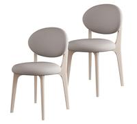Sillas de Comedor Modernas de Mediados de Siglo, Juego de Madera Maciza de 2/4/6, cojín Redondo de Cuero PU + Patas, cómodas y duraderas, adecuadas(White+Light Grey,2)