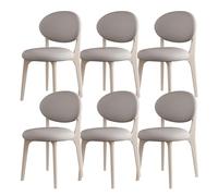Sillas de Comedor Modernas de Mediados de Siglo, Juego de Madera Maciza de 2/4/6, cojín Redondo de Cuero PU + Patas, cómodas y duraderas, adecuadas(White+Light Grey,6)