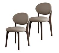 Sillas de Comedor Modernas de Mediados de Siglo, Juego de Madera Maciza de 2/4/6, cojín Redondo de Cuero PU + Patas, cómodas y duraderas, adecuadas(Dark Walnut+Dark Khaki,2)