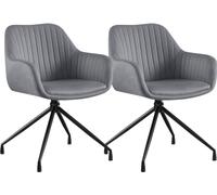 Sillas de comedor Novanis, color gris oscuro, tapizadas en terciopelo, juego de 2 unidades.