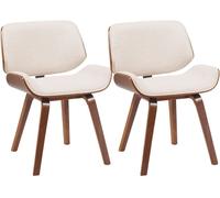 Sillas de comedor, set de 2, beverley, tapizado de tela nogal/crema 41x55x80 cm