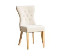 Sillas de comedor - set de 2 - modernas de alta calidad tapizadas en chenilla con estructura y patas de madera maciza, detalle de remaches - beige