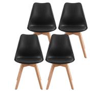 Sillas de Comedor Set de 4 de Cuero PU y Patas de Madera
