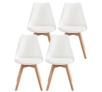 Sillas de Comedor Set de 4 de Cuero PU y Patas de Madera