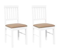 Sillas de Comedor vidaXL 2uds Madera Maciza Caucho Blanco, Silla de Comedor, Silla de Cocina, Asiento de Comedor