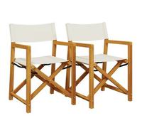 vidaXL Sillas de director plegables 2 unidades Tela blanco crema Madera maciza de acacia
