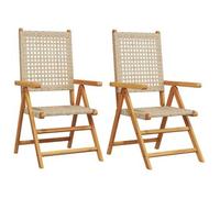 vidaXL Sillas de jardín 2 uds Madera Maciza de Acacia ratán PE Beige, Asiento de jardín, Asientos al Aire Libre, Silla Plegable, Asientos de jardín