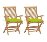 vidaXL Sillas de jardín de madera maciza de teca 2 uds con cojines
