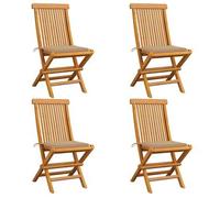 Sillas De Jardín 4 Uds Con Cojines Beige Madera De Teca Vidaxl