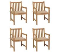 Sillas De Jardín 4 Uds Madera Maciza De Teca Con Cojines Beige Vidaxl