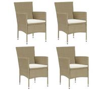 Sillas De Jardín 4 Unidades Ratán Sintético Beige Vidaxl