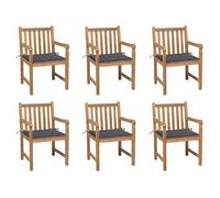vidaXL Sillas de jardín 6 uds madera maciza de teca cojines antracita