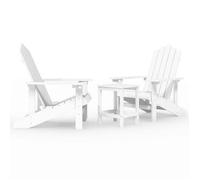 vidaXL: Sillas de jardín tipo Adirondack con mesa, fabricadas en HDPE, color blanco