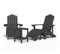 Sillas De Jardín Adirondack Con Reposapiés&mesa Hdpe Antracita Vidaxl