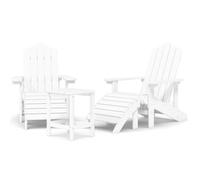 Sillas De Jardín Adirondack Con Reposapiés Y Mesa Hdpe Blanco Vidaxl
