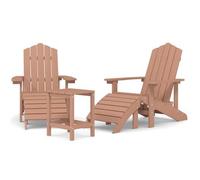 Sillas De Jardín Adirondack Con Reposapiés Y Mesa Hdpe Marrón Vidaxl