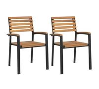 Sillas De Jardín Apilables 2 Uds Madera Maciza Acacia Y Metal Vidaxl