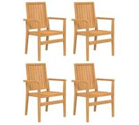 vidaXL Sillas de jardín apilables 4 uds madera de teca 56,5x57,5x91 cm