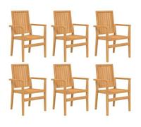 Sillas De Jardín Apilables 6 Uds Madera De Teca 56,5x57,5x91 Cm Vidaxl