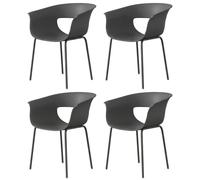 Sillas de jardín Outsunny, juego de 4, diseño ergonómico, sillas para balcón con diseño abierto
