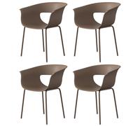 Sillas de jardín Outsunny, juego de 4, diseño ergonómico, sillas para balcón con diseño abierto
