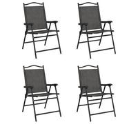 vidaXL Sillas de jardín plegables 4 uds acero y textileno gris melange